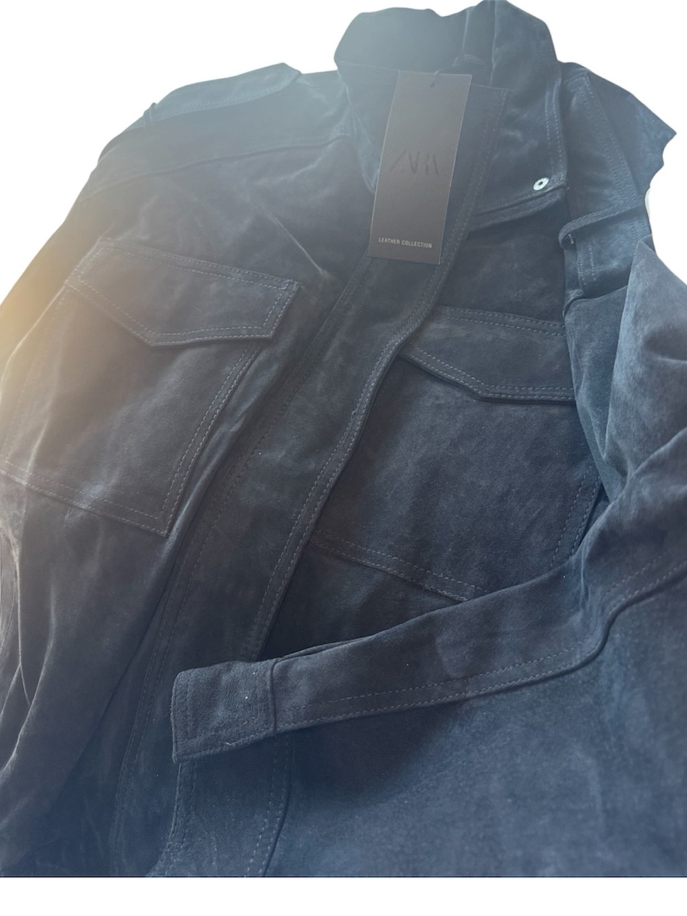 Zara 100% Suede Leather Pocket Jacket NWT - Picture 16 of 16